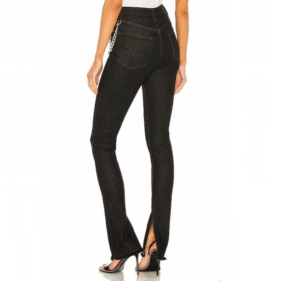 WeWoreWhat Slit Hem Chain Jean in Washed Black - Picture 3 of 13